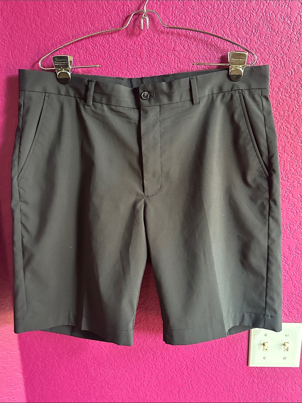 Greg Norman Collection Black Flat-Front Men's Shorts